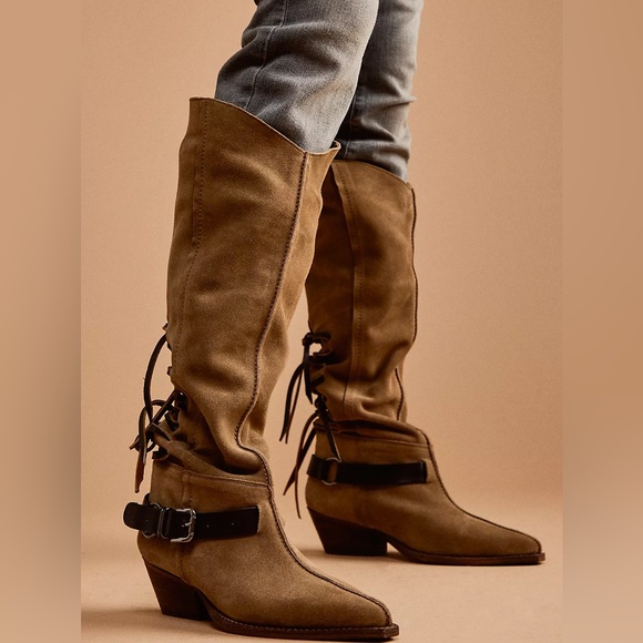 Brown Suede Knee-High Boots - Picture 4 of 7